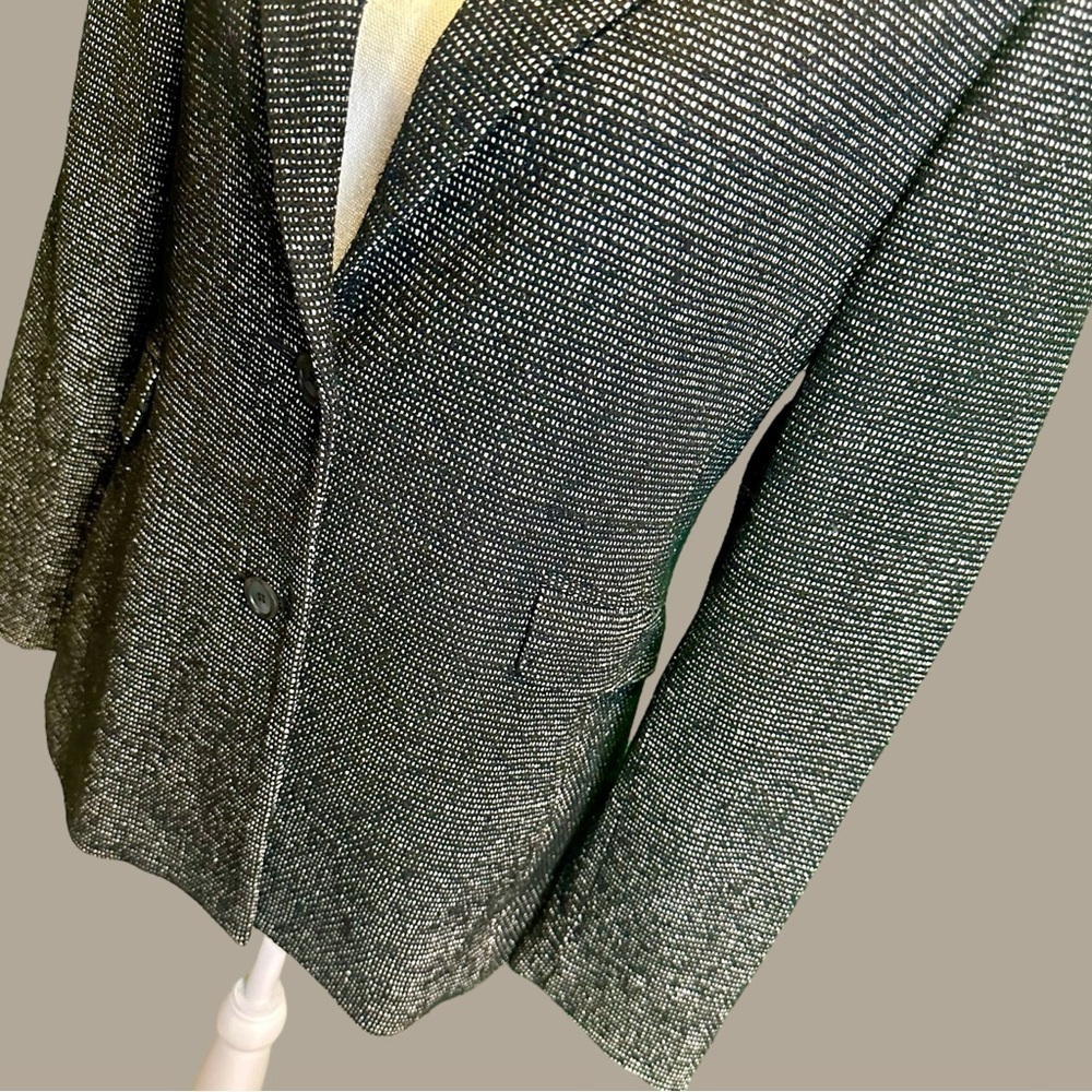 Alfani Black & White 100% Silk Tweed Button-Up Professional Work Blazer Size 8 - Picture 15 of 15
